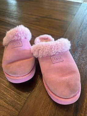 UGG Pink Shearling Clog Slippers